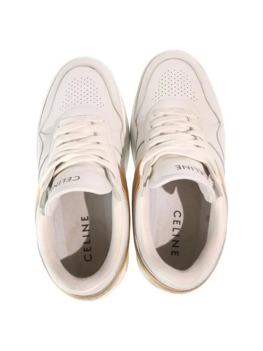 Celine Block Leather Thick Sole Sneakers White Gold - Picture 4 of 6